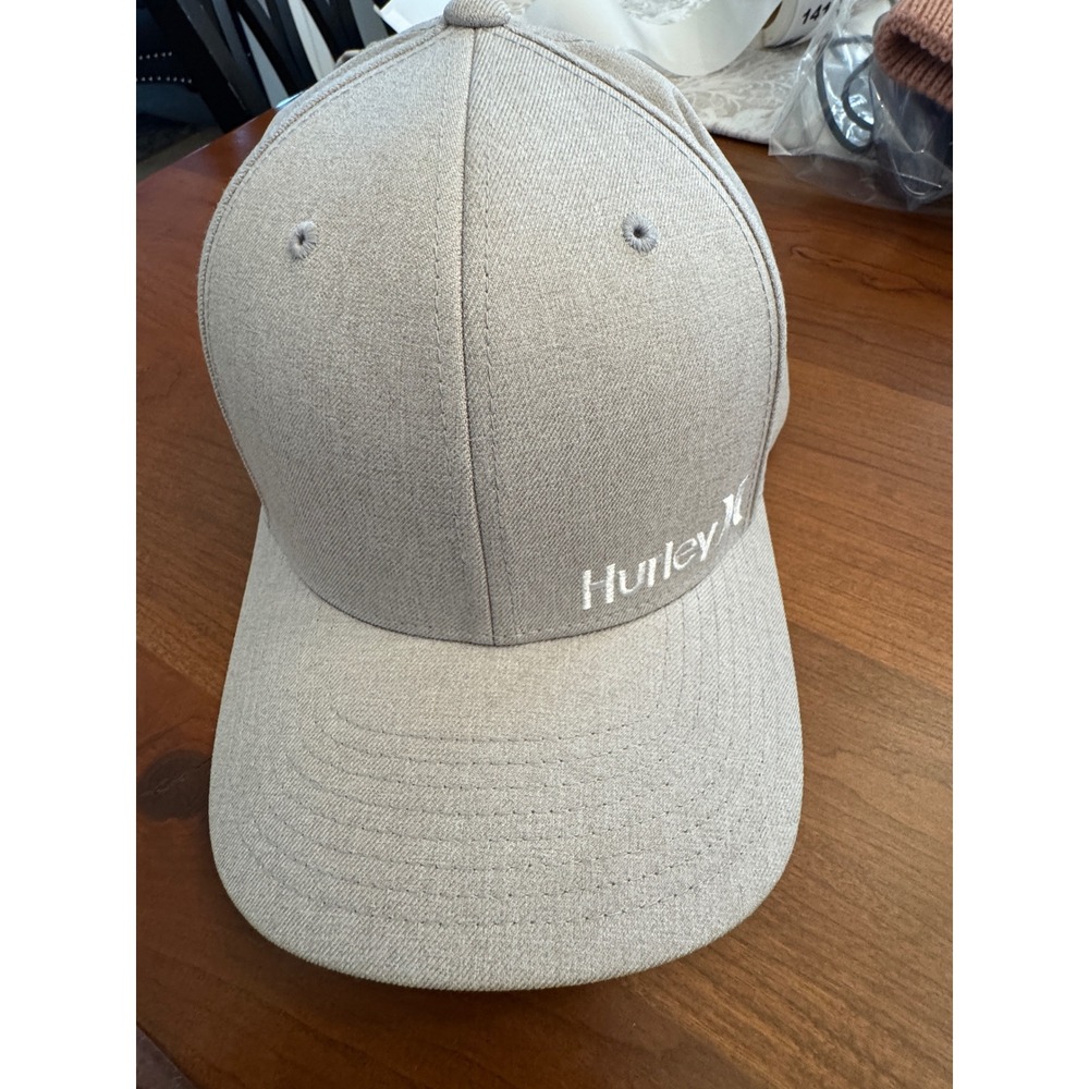 Hurley Flexfit Baseball Cap Hat Light Gray Heathered L-XL Logo Embroidered